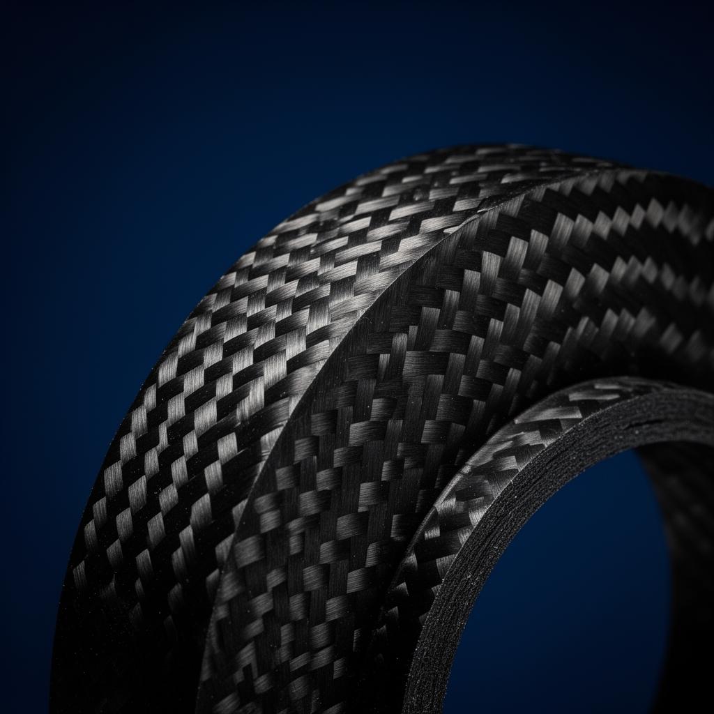 Black composite carbon-fiber material on navy background